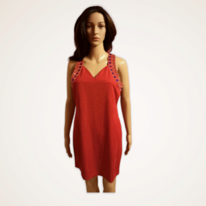 delia red sleeveless dress